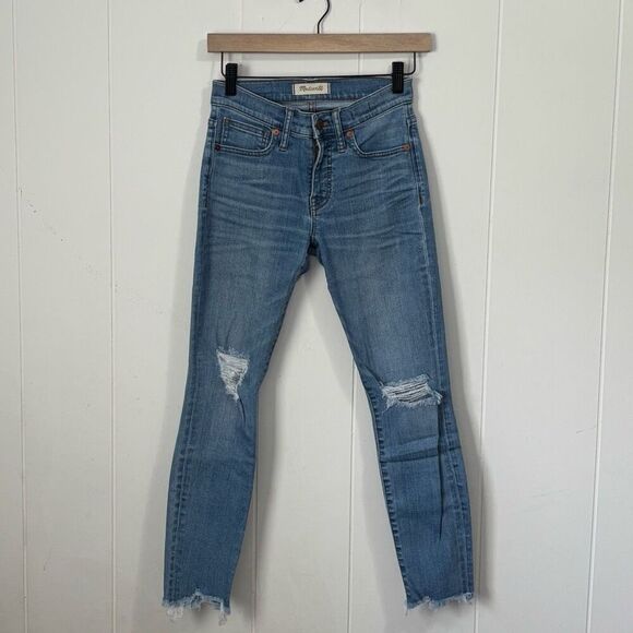 Madewell Distressed 9” High Rise Skinny Jeans 25 Petite Short - Picture 1 of 6